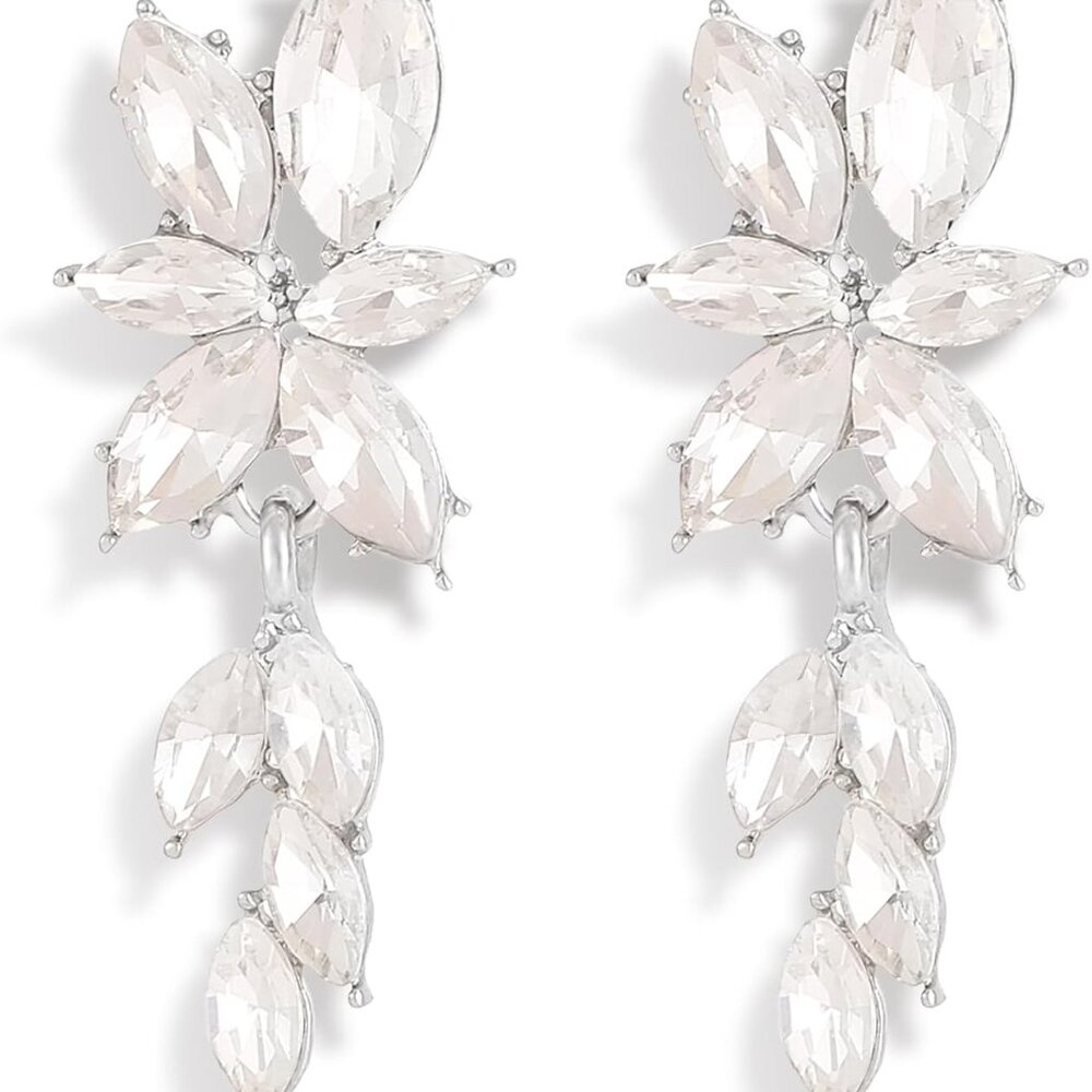 Elegant Rhinestone Dangle Earrings Marquise Crystal Wedding Bridal Earrings for